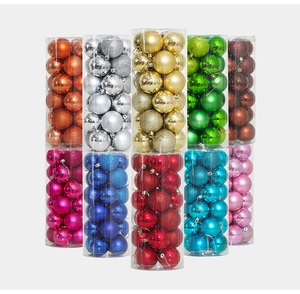 Close-up of 24-piece Christmas ball sets in 10 vibrant colors and diverse finishes