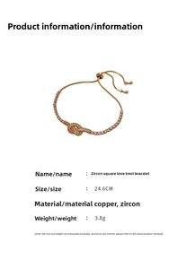 Adjustable gold plated knotted bracelet featuring sparkling cubic zirconia stones