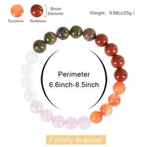8mm Sunstone and Rose Quartz Fertility Bracelet for women with natural gemstone beads