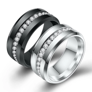Minimalist Band Ring Stainless Steel Zircon Inlaid Brushed Surface Neutral Fashion Jewelry For Men And Women Polished Edge