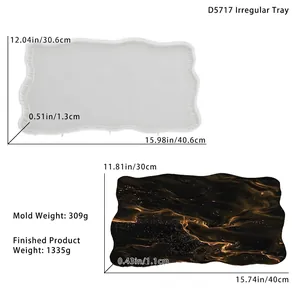Detailed dimensions of large irregular silicone mold for DIY resin tray and coaster crafts