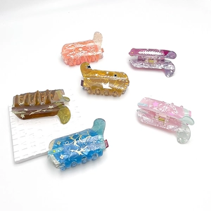 Set of 6 western cowboy boot acrylic hair claws with stars and floral patterns