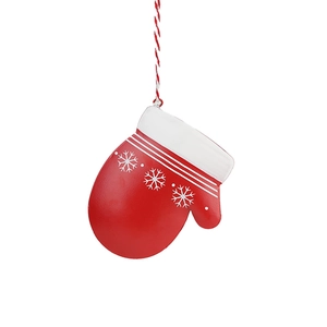 Klassischer roter Weihnachtshandschuh Anhänger mit weißen Schneeflocken und Kordel