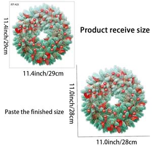 Size guide for Christmas wreath window stickers showing 29cm receive and 28cm finished size