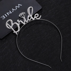 Silver Bride to be metal headband crown with diamond icon for bachelorette parties
