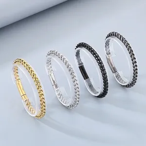 Stainless Steel Wheat Chain Bracelet Men Unisex Franco Spiga Weave Polished Dragon Bone Link Trendy Hip Hop Jewelry Gift