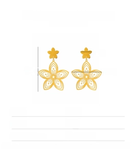 Detailed dimensions of 18K gold hollow flower earrings in stainless steel for women