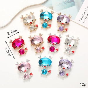 Cute Cartoon Dragon Charms Zinc Alloy Faceted Crystal Rhinestone DIY Jewelry Making Craft Supplies For Phone Case Decor
