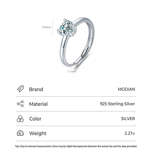 Elegant S925 sterling silver ring with a sparkling heart-shaped zircon in a 4-prong setting