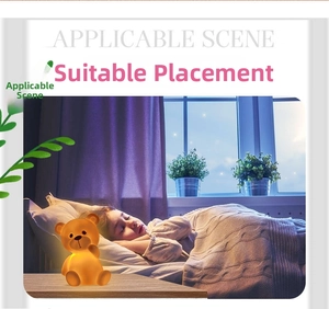 Cozy teddy bear night light glowing in a child bedroom for a peaceful sleep scene