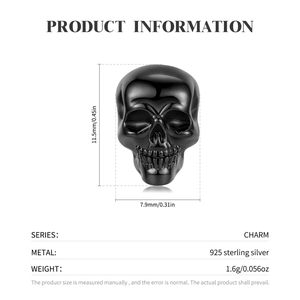 925 sterling silver black skull helmet charm with dimensions 11.5mm by 7.9mm for bracelets