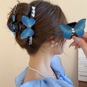 Pince À Cheveux Papillon Élégante Strass Dentelle Dégradée Acrylique Géométrique Grande Épingle À Cheveux Pour Femmes