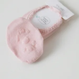Pink lace cotton princess socks for baby girls with non-slip dots and breathable mesh fabric