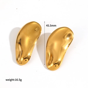 18k gold plated stainless steel teardrop earrings measuring 45.5mm and weighing 16.5g