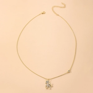 Alloy Rhinestone Unicorn Pendant Necklace Dainty Gold Clavicle Chain For Women Girls Cute Animal Jewelry Gift