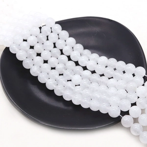 Polished white jade gemstone round beads strands for DIY necklace and bracelet jewelry