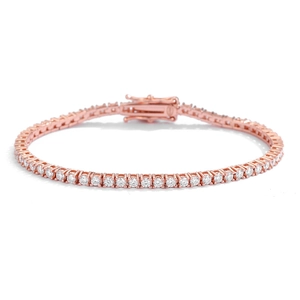 Elegant rose gold S925 sterling silver tennis bracelet featuring 2mm moissanite stones