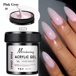 Detail view of pink gray 150g nail extension gel with smooth texture and salon finish