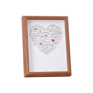 Creative wooden capsule photo frame with heart-shaped multilingual I Love You print