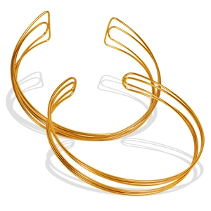 Minimalist gold multi-layered C-shaped open collar necklace in a sleek modern design