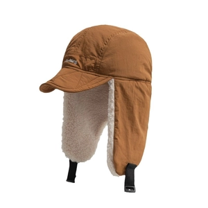 Winter bomber hat with warm lamb wool lining and ear flaps for outdoor skiing