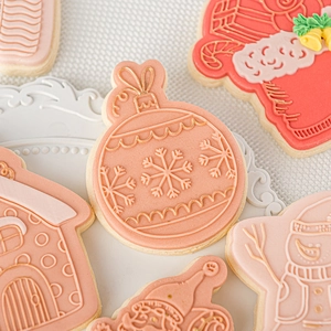 Christmas fondant cookie mold set featuring house, snowflake and reindeer shapes