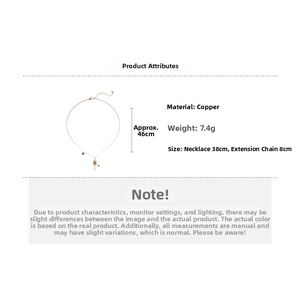 Detailed size specifications for rose gold flower pendant necklace with 38+8cm chain