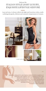 Détail de l'élégante robe nuisette noire en satin de soie avec bretelles spaghetti