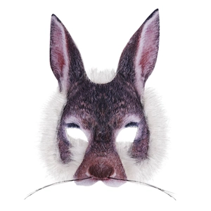 Masque de lapin réaliste avec texture en fausse fourrure et moustaches noires