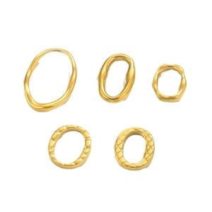 Set of minimalist 18K gold plated stainless steel irregular geometric chain rings