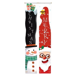 Christmas nutcracker door banners with Santa and snowman patterns in red and black colors
