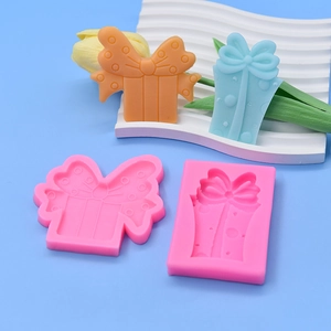 Bow gift box silicone mold set for chocolate, fondant and DIY baking decorations