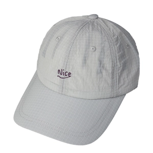 Plaid pattern baseball cap in light grey with purple Nice embroidery for outdoor running