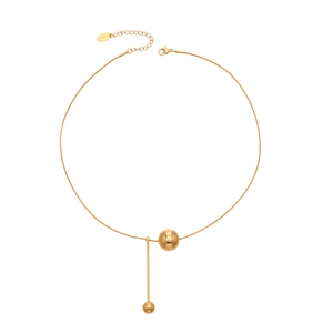 Collier minimaliste en acier inoxydable plaqué or 18 carats avec perle et pendentif