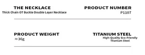 Detailed spec chart of double-layer chunky chain necklace in eco-friendly titanium steel