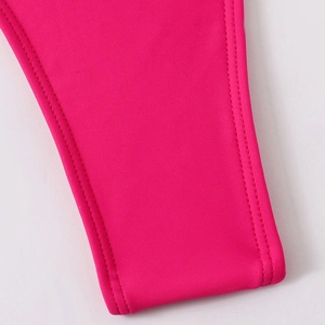 Hot pink bikini set with elastic knit fabric and high-quality double-needle stitching