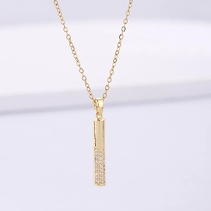 Bar Pendant Necklace Copper Gold Plated Pave Zirconia Clavicle Chain Minimalist Elegant For Women Party Gift