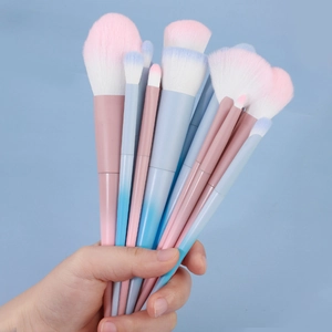 Set de 16 pinceaux maquillage dégradé rose et bleu avec poils synthétiques doux