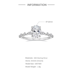 Macro view of 925 silver ring band with S925 engraving and oval cubic zirconia detail