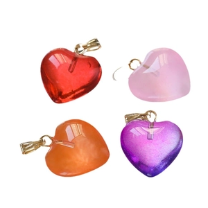 Acrylic heart charms in four colors with gold metal loops for DIY jewelry making