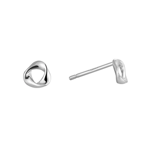 Minimalist S925 sterling silver twisted stud earrings for women in polished silver