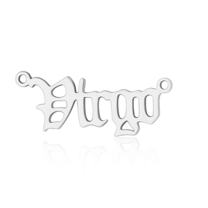 Detailed view of silver Virgo zodiac pendant made of polished stainless steel for jewelry