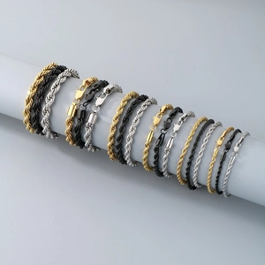 Collier Et Bracelet Chaîne Torsadée Acier Inoxydable Hip Hop Twist Link Accessoires De Mode Hommes Femmes