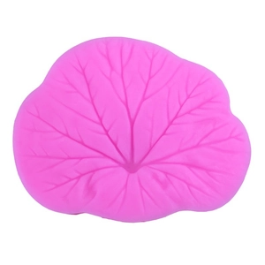 Pink flexible silicone lotus leaf vein mold for sugarcraft and clay art projects