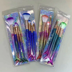 4pcs mermaid tail makeup brush set with gradient scales and soft fiber bristles