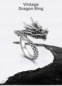 Macro shot of detailed dragon scale carving and 3D relief on vintage silver ring