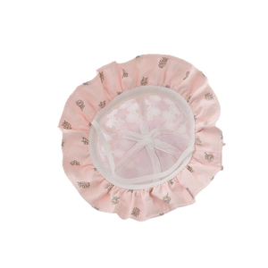Chapeau de soleil floral rose pour bébé avec doublure en dentelle et cordon de serrage