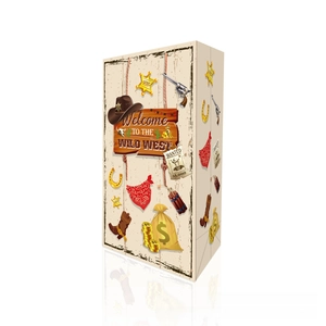 Boîte cadeau thème Wild West avec chapeaux de cow-boy et badges de shérif