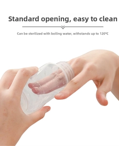 Detail of 150ml breast pump container with scale markings and easy-to-clean wide neck