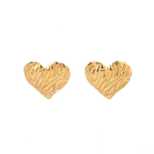 Orecchini a cuore placcati oro 18K con texture artistiche a fiamma fluida